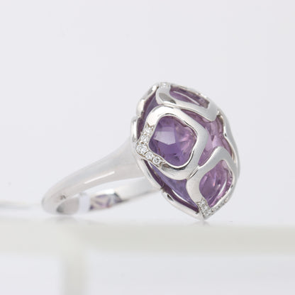 Chopard Imperiale Amethyst Diamond 18k White Gold Cocktail Ring, Size 51 EU