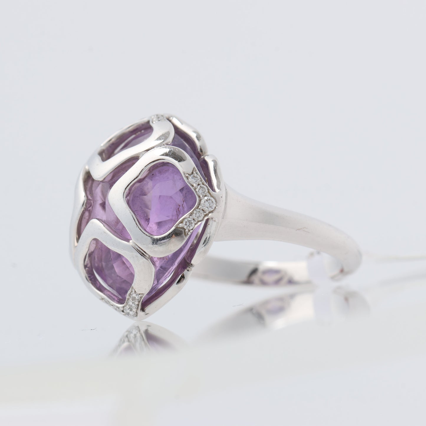 Chopard Imperiale Amethyst Diamond 18k White Gold Cocktail Ring, Size 51 EU
