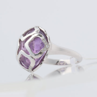 Chopard Imperiale Amethyst Diamond 18k White Gold Cocktail Ring, Size 51 EU
