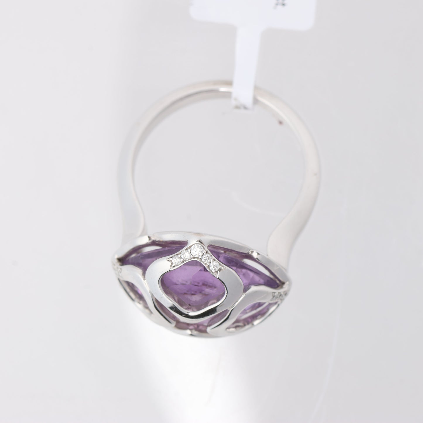 Chopard Imperiale Amethyst Diamond 18k White Gold Cocktail Ring, Size 51 EU