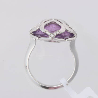 Chopard Imperiale Amethyst Diamond 18k White Gold Cocktail Ring, Size 51 EU