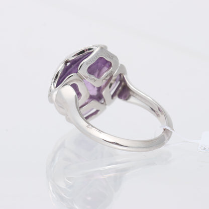 Chopard Imperiale Amethyst Diamond 18k White Gold Cocktail Ring, Size 51 EU