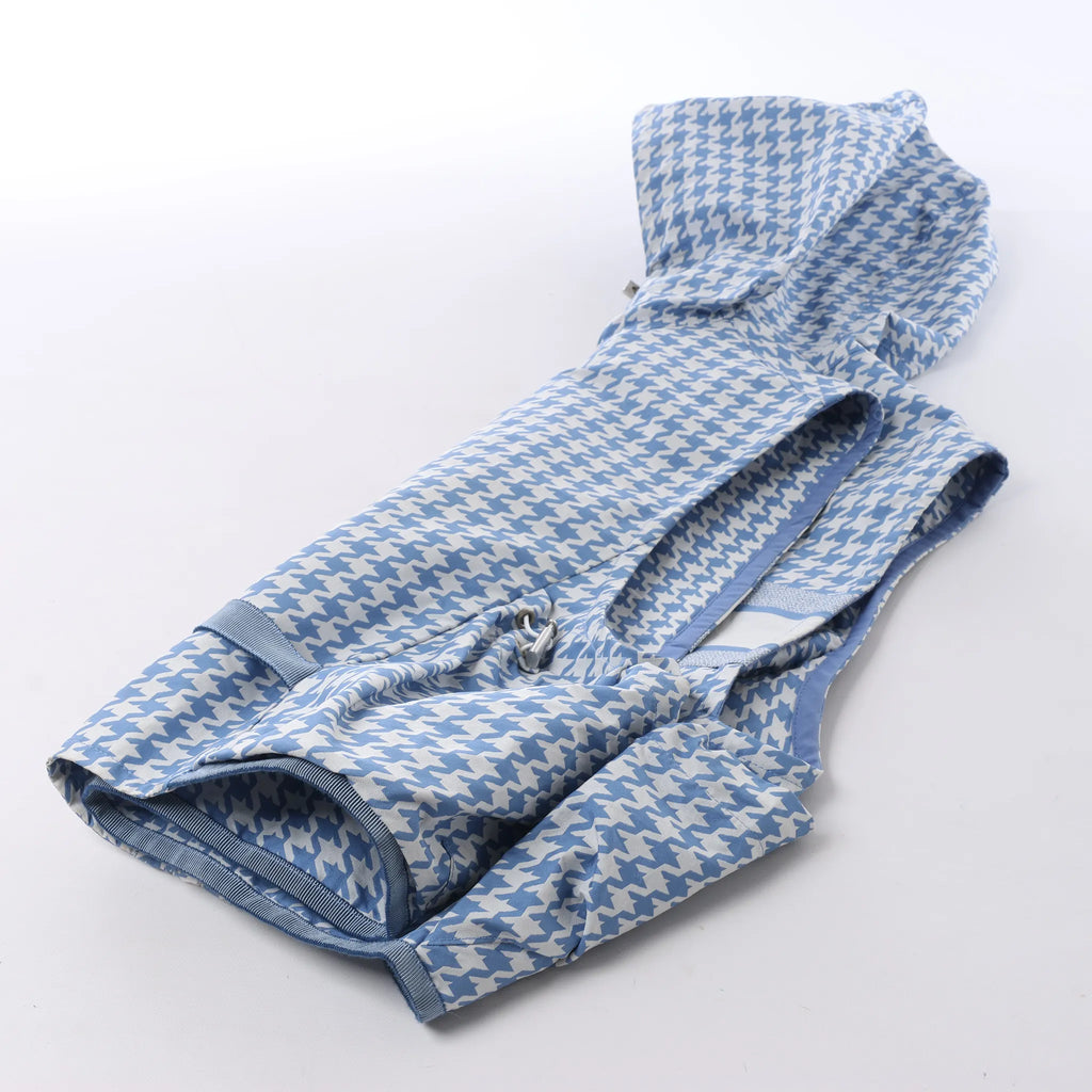 Chrisitan Dior Houndstooth Synthetic Hooded Vest in Blue, Size S