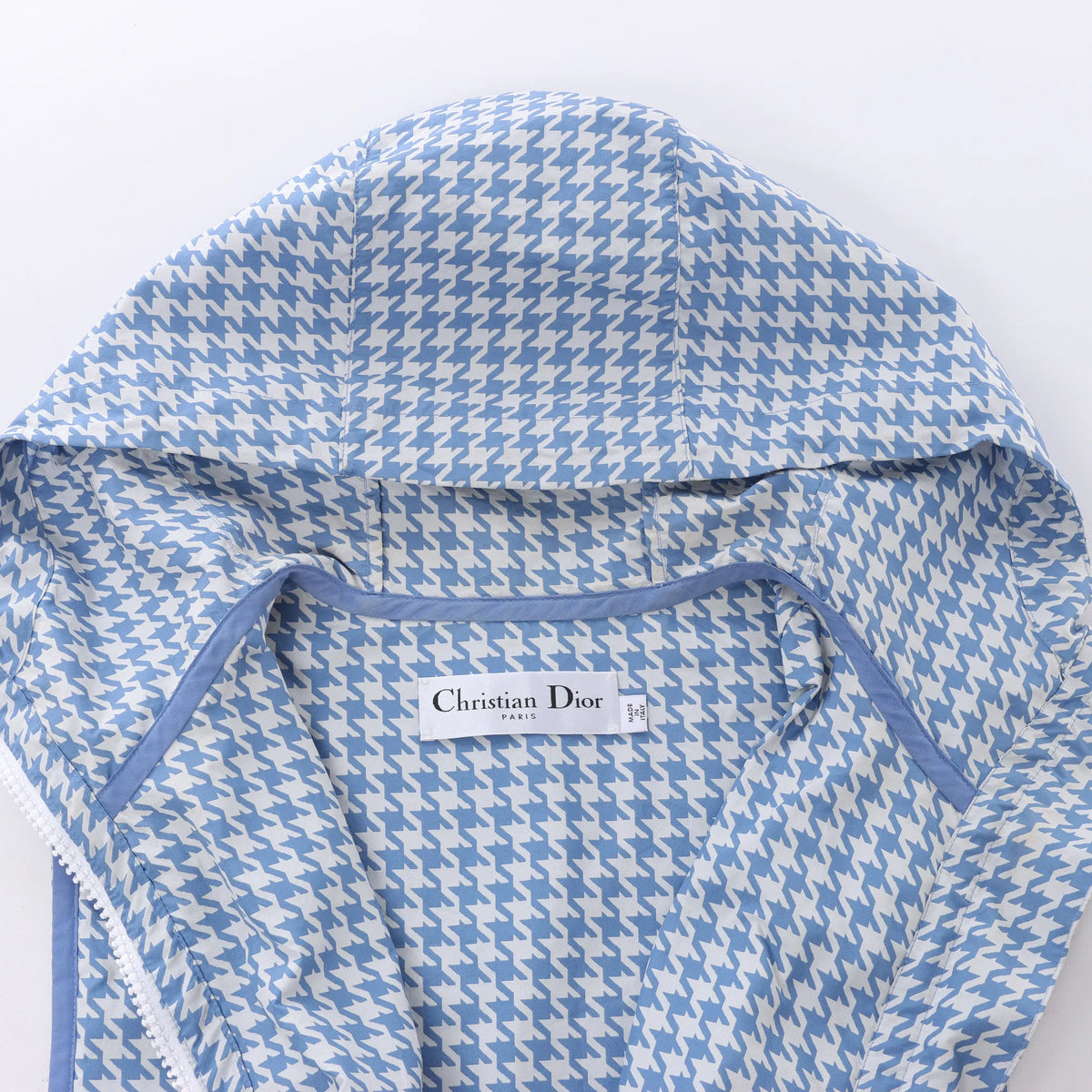 Chrisitan Dior Houndstooth Synthetic Hooded Vest in Blue, Size S