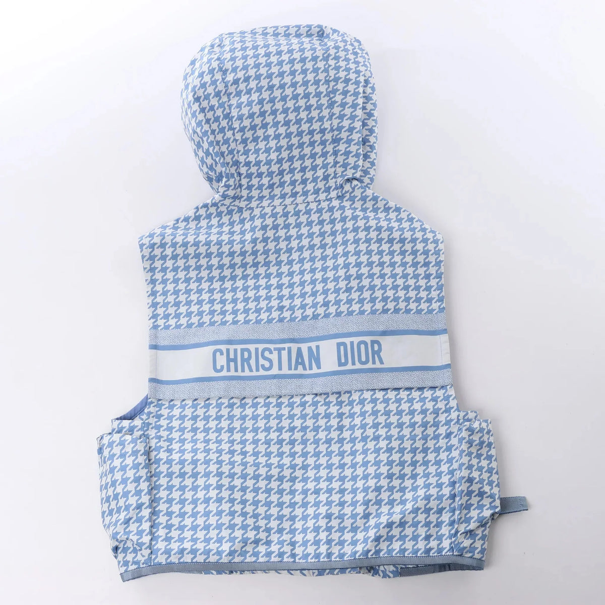 Chrisitan Dior Houndstooth Synthetic Hooded Vest in Blue, Size S