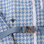 Chrisitan Dior Houndstooth Synthetic Hooded Vest in Blue, Size S