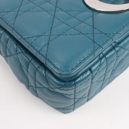 Sac bandoulière chaîne en cuir Christian Dior Caro bleu
