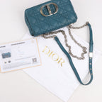 Dior Caro Leather Chain Shoulder Bag in Blue