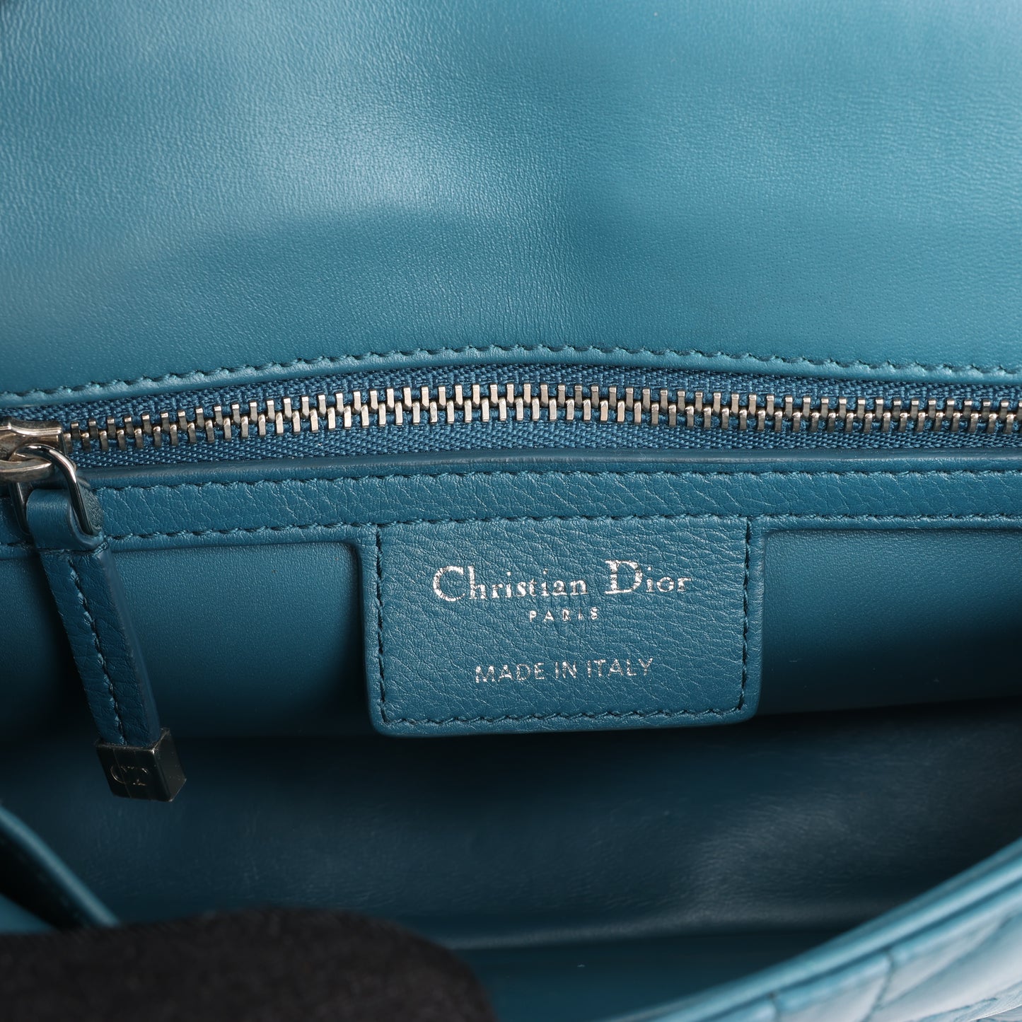 Sac bandoulière chaîne en cuir Christian Dior Caro bleu