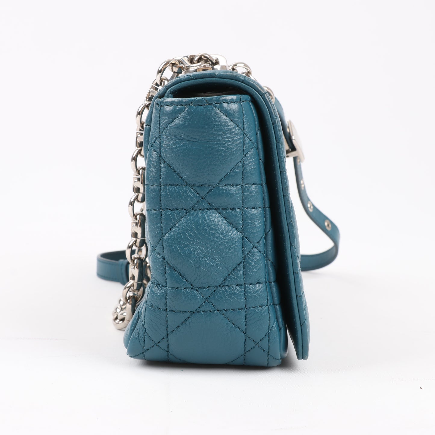 Sac bandoulière chaîne en cuir Christian Dior Caro bleu