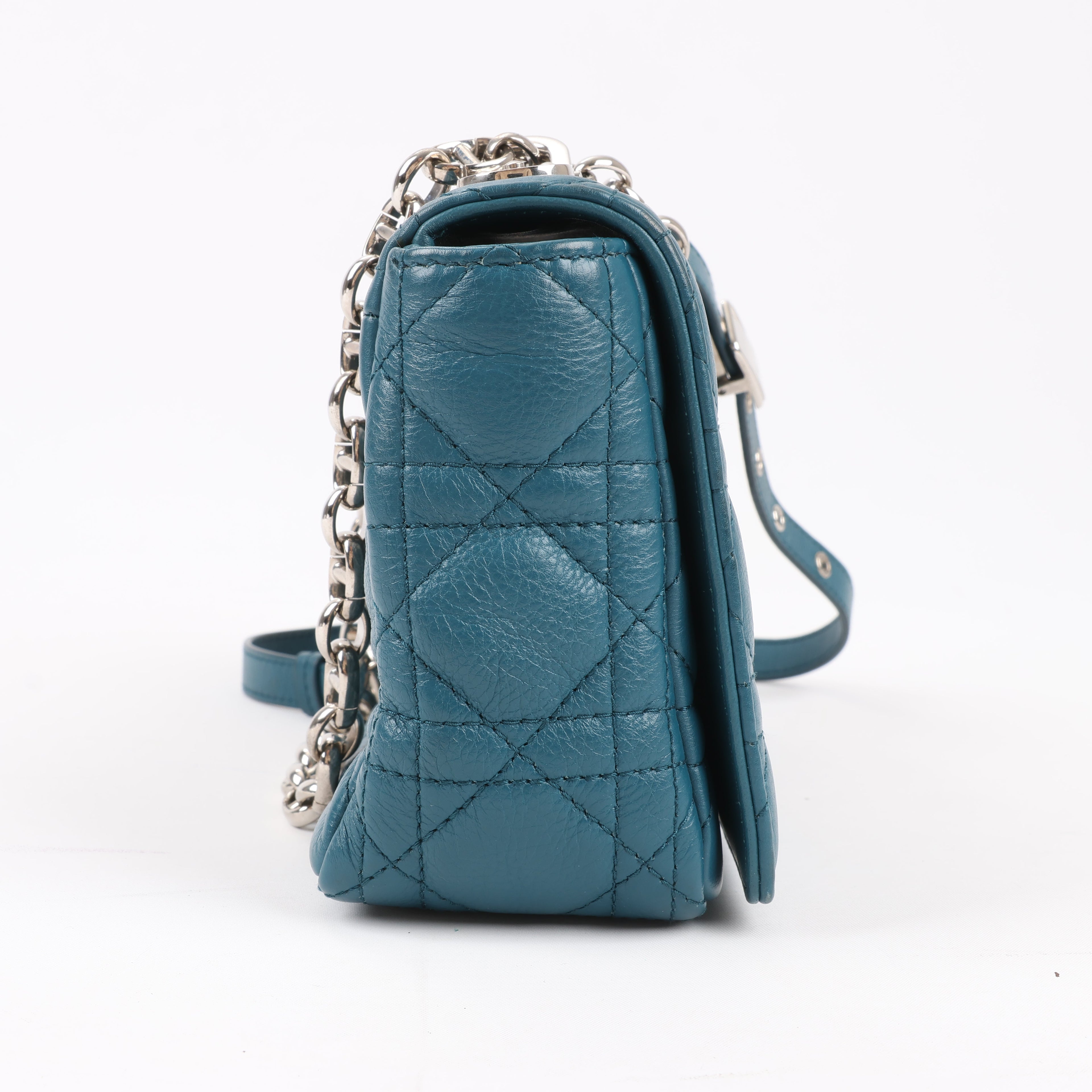 Bolso de hombro con cadena de piel Dior Caro en azul
