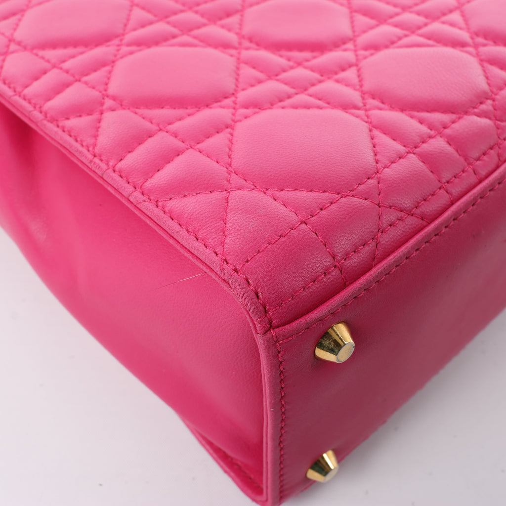 Dior Vintage Cannage Leather Shoulder Bag in Pink