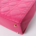 Dior Vintage Cannage Leather Shoulder Bag in Pink