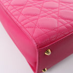 Dior Vintage Cannage Leather Shoulder Bag in Pink