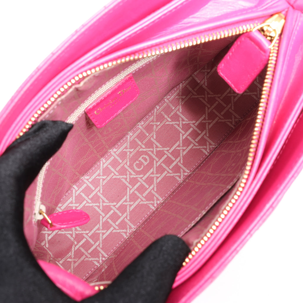 Dior Vintage Cannage Leather Shoulder Bag in Pink