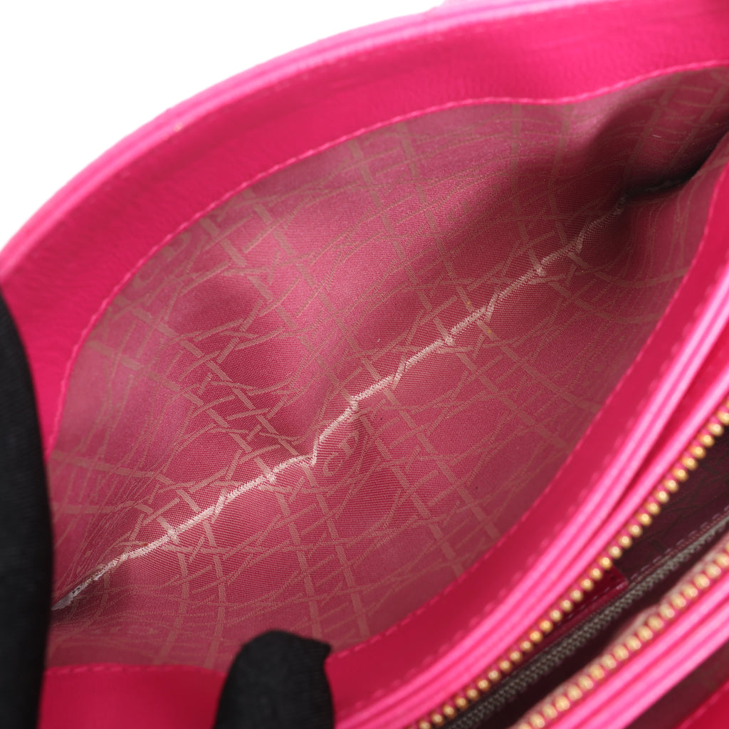 Dior Vintage Cannage Leather Shoulder Bag in Pink