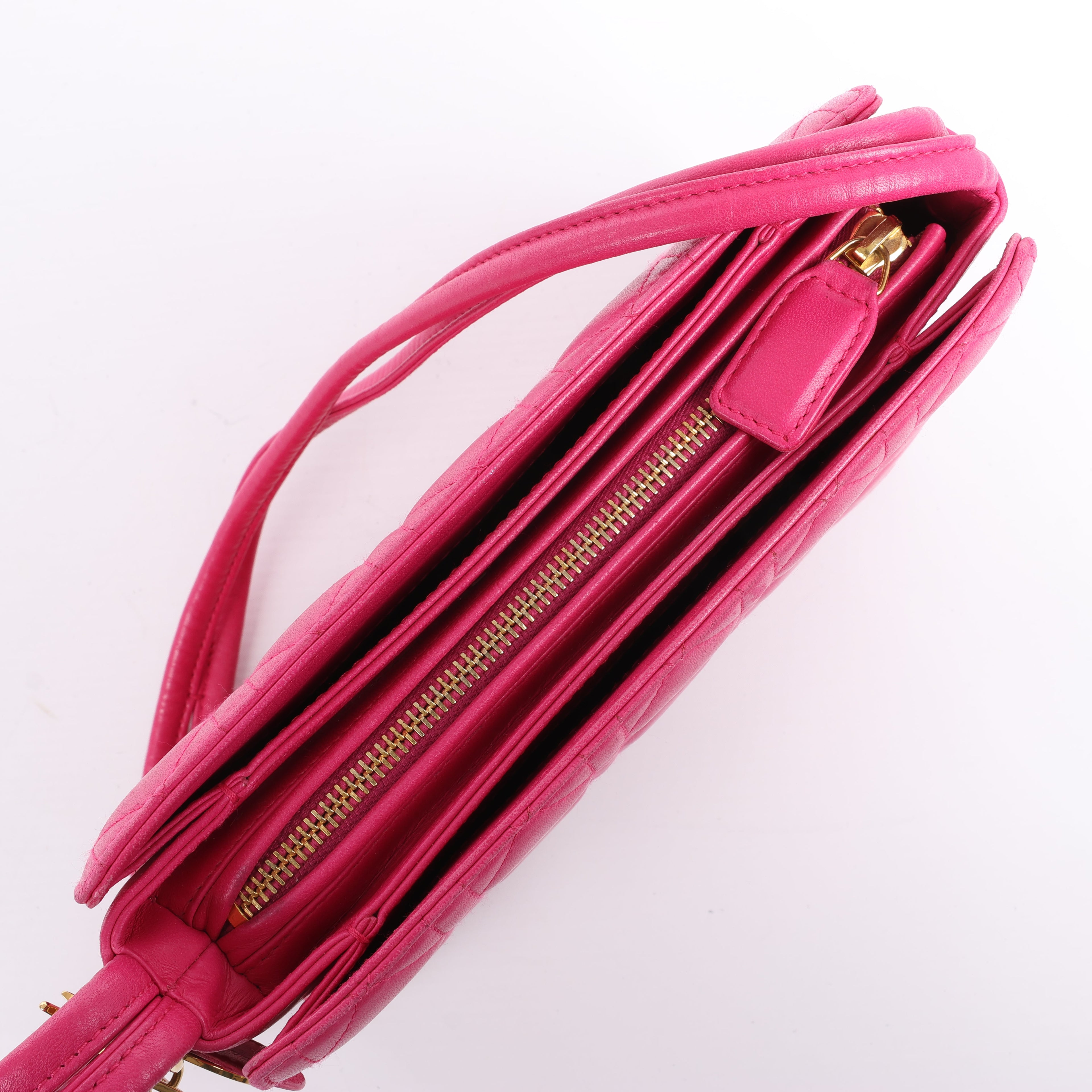 Dior Vintage Cannage Leather Shoulder Bag in Pink