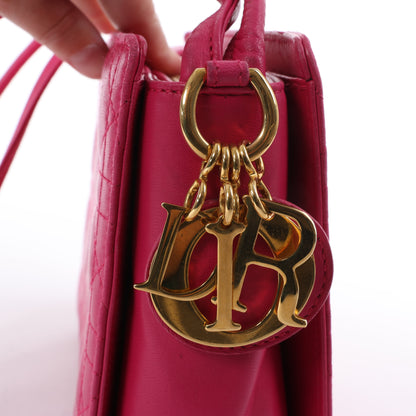 Sac bandoulière en cuir Cannage vintage Dior rose