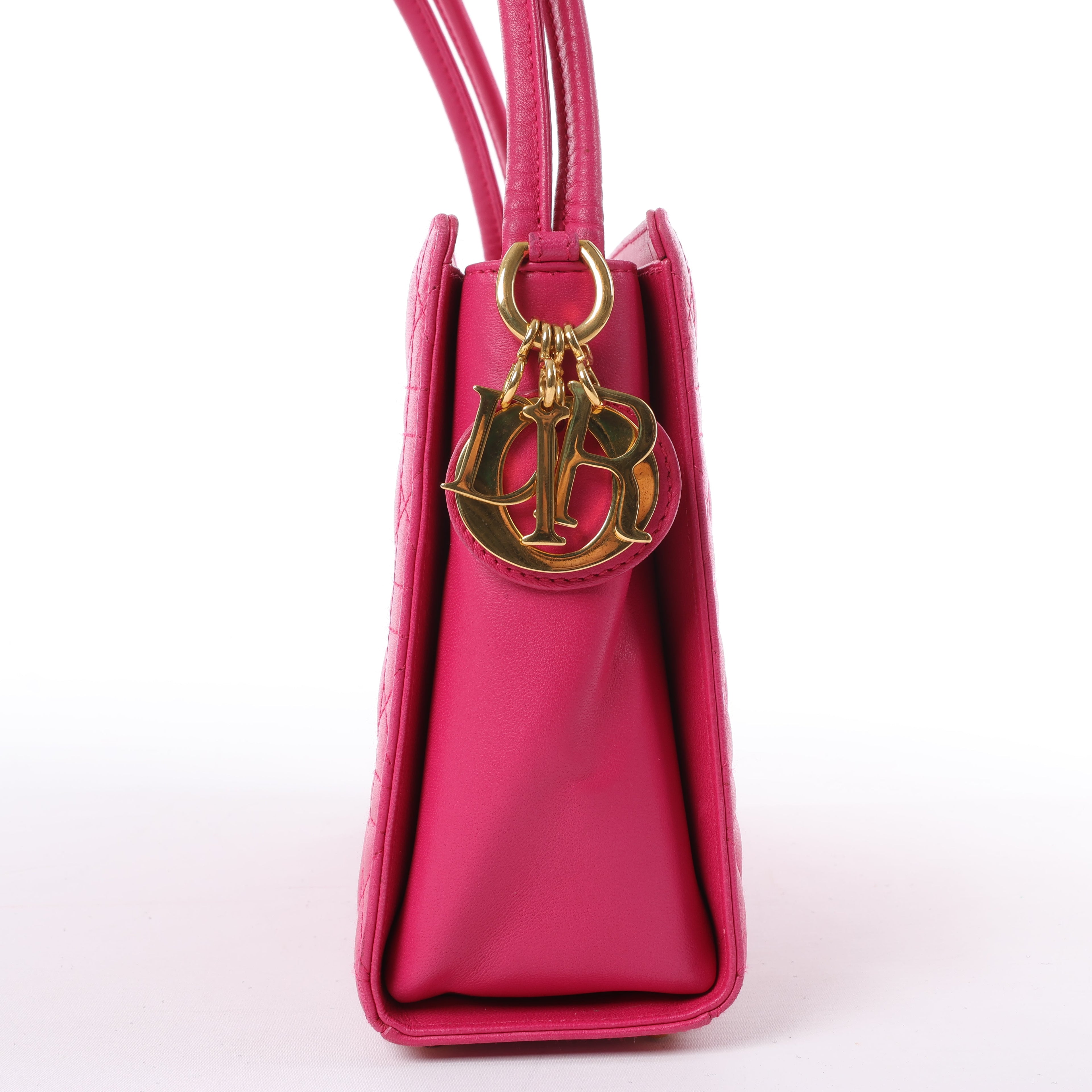 Dior Vintage Cannage Leather Shoulder Bag in Pink