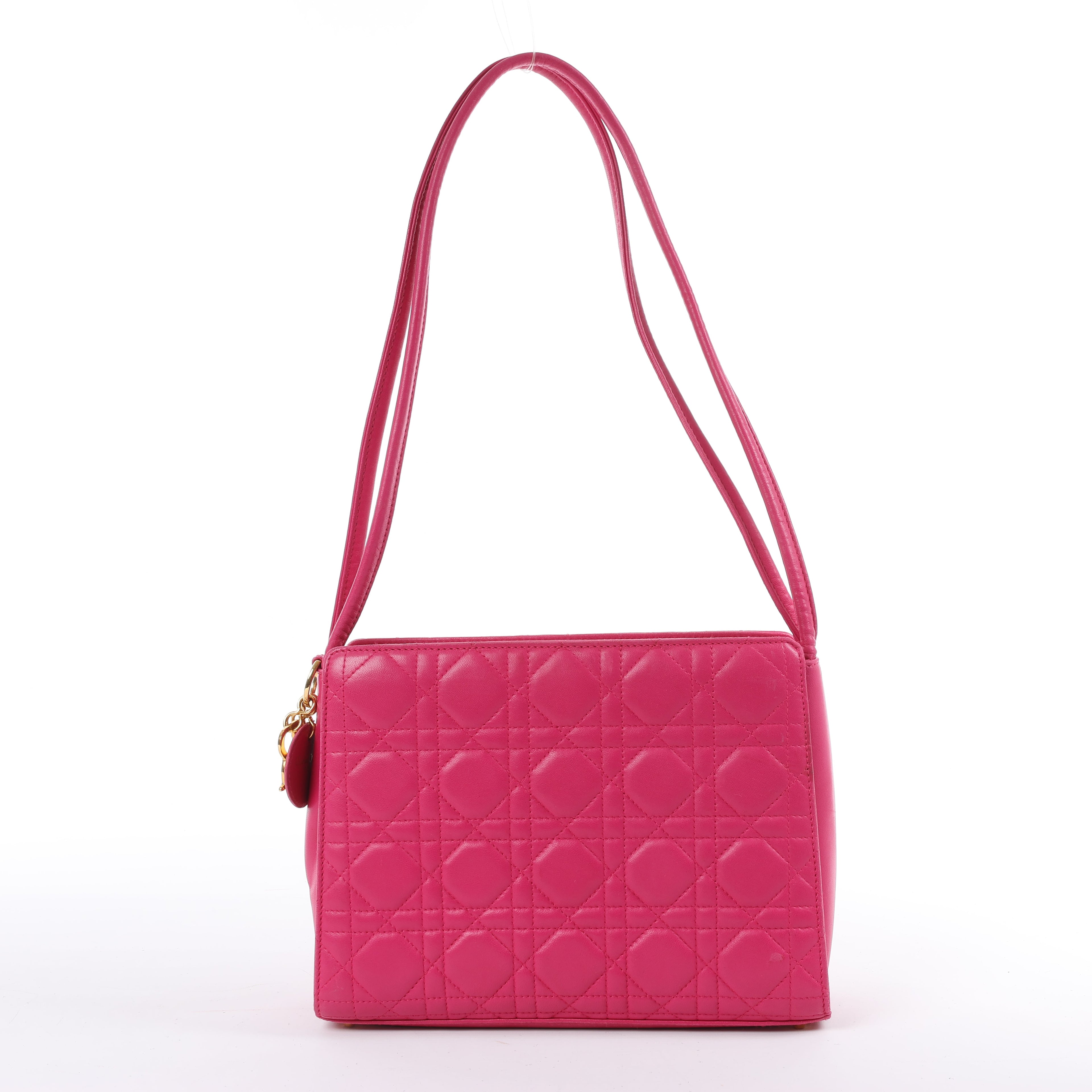 Dior Vintage Cannage Leather Shoulder Bag in Pink
