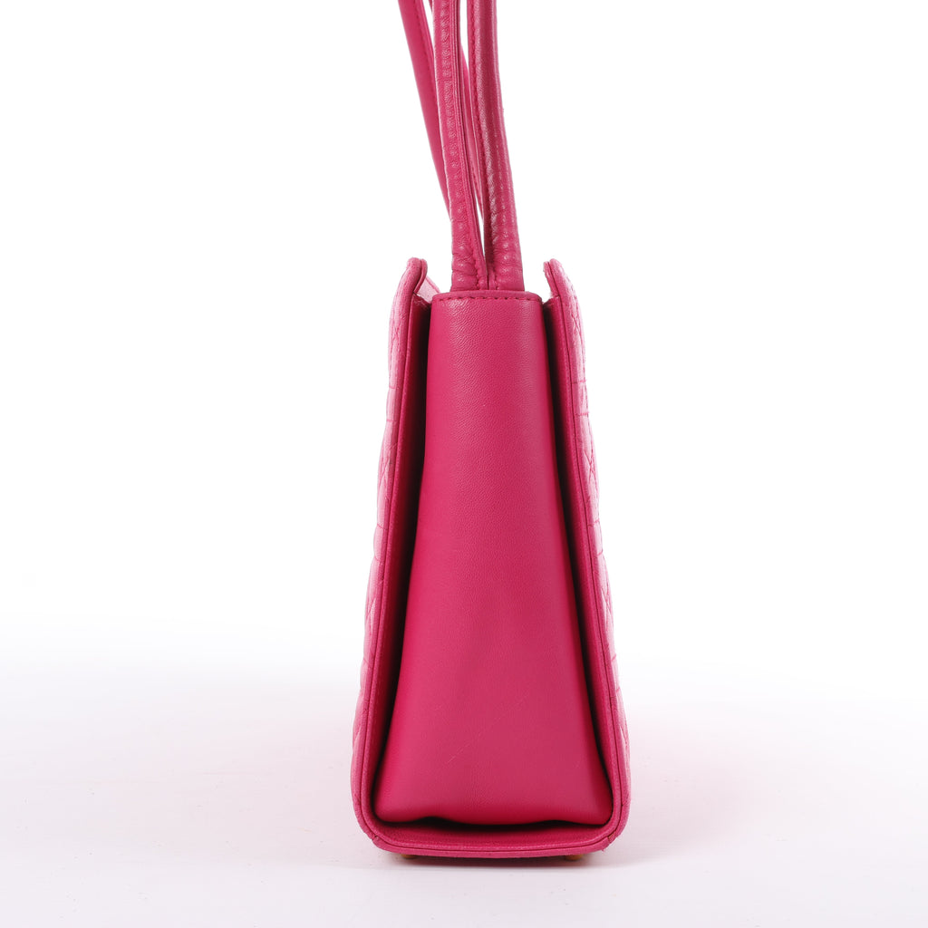 Dior Vintage Cannage Leather Shoulder Bag in Pink