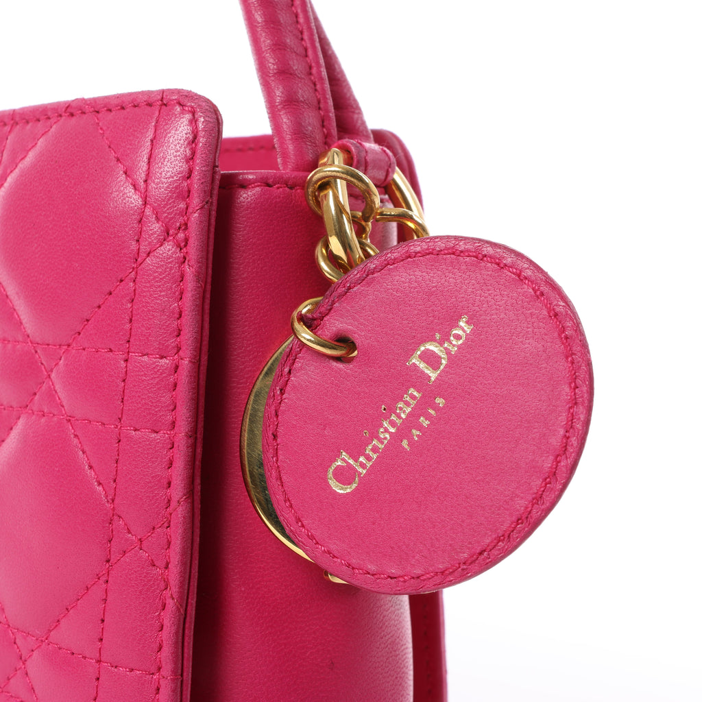 Dior Vintage Cannage Leather Shoulder Bag in Pink