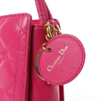 Dior Vintage Cannage Leather Shoulder Bag in Pink