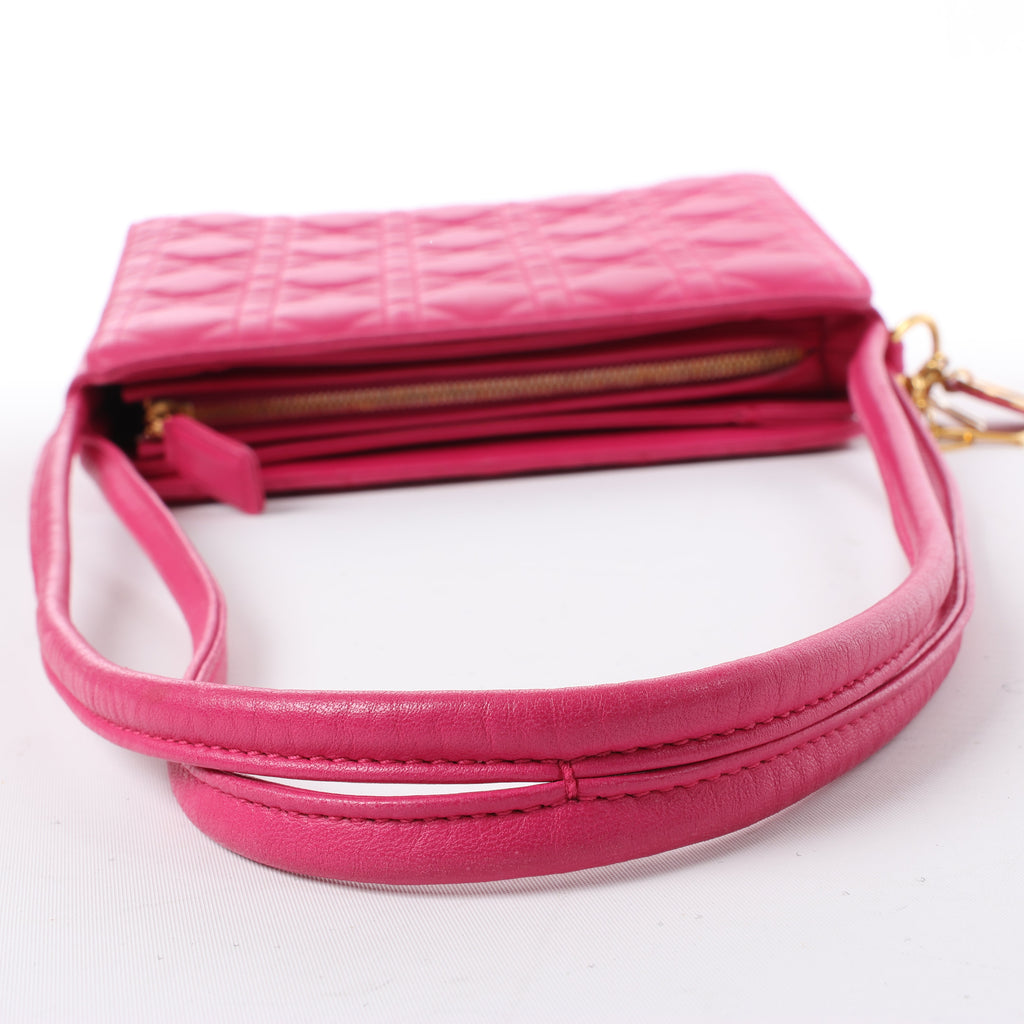 Dior Vintage Cannage Leather Shoulder Bag in Pink