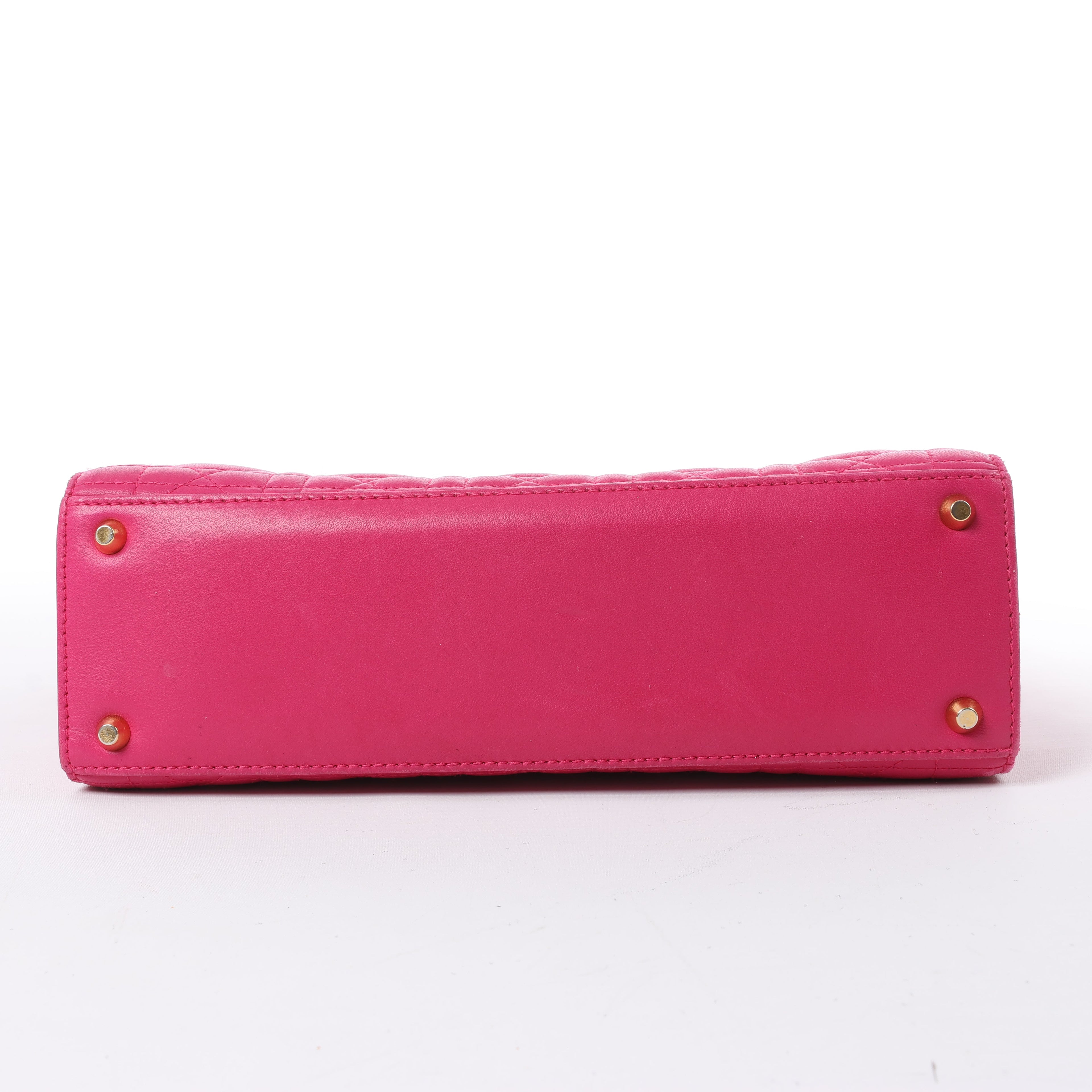 Dior Vintage Cannage Leather Shoulder Bag in Pink