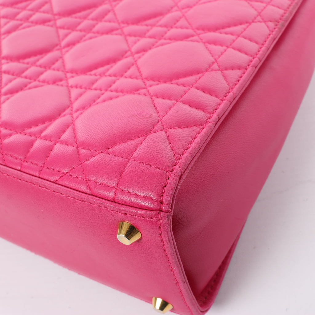 Dior Vintage Cannage Leather Shoulder Bag in Pink