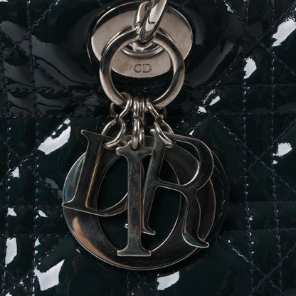 Dior Lady Dior Large Cannage Patent Leather 2Way Handbag in Green