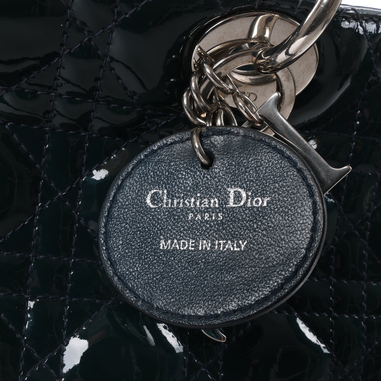 Dior Lady Dior Large Cannage Patent Leather 2Way Handbag in Green