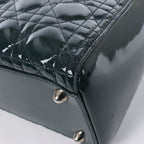 Dior Lady Dior Large Cannage Patent Leather 2Way Handbag in Green