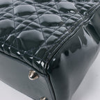 Dior Lady Dior Large Cannage Patent Leather 2Way Handbag in Green