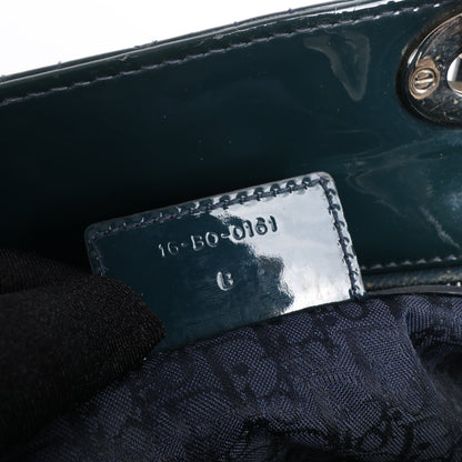 Dior Lady Dior Large Cannage Patent Leather 2Way Handbag in Green