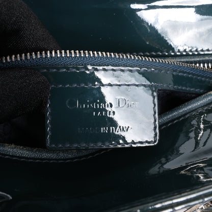 Dior Lady Dior Large Cannage Patent Leather 2Way Handbag in Green