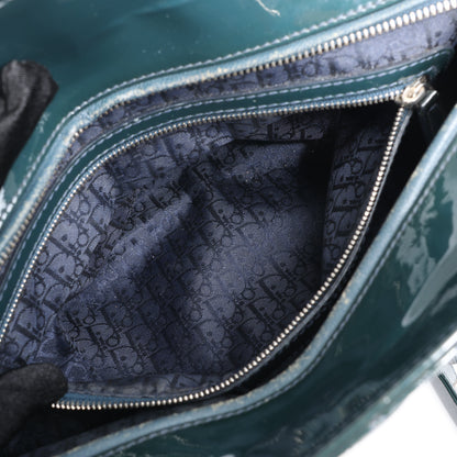 Dior Lady Dior Large Cannage Patent Leather 2Way Handbag in Green