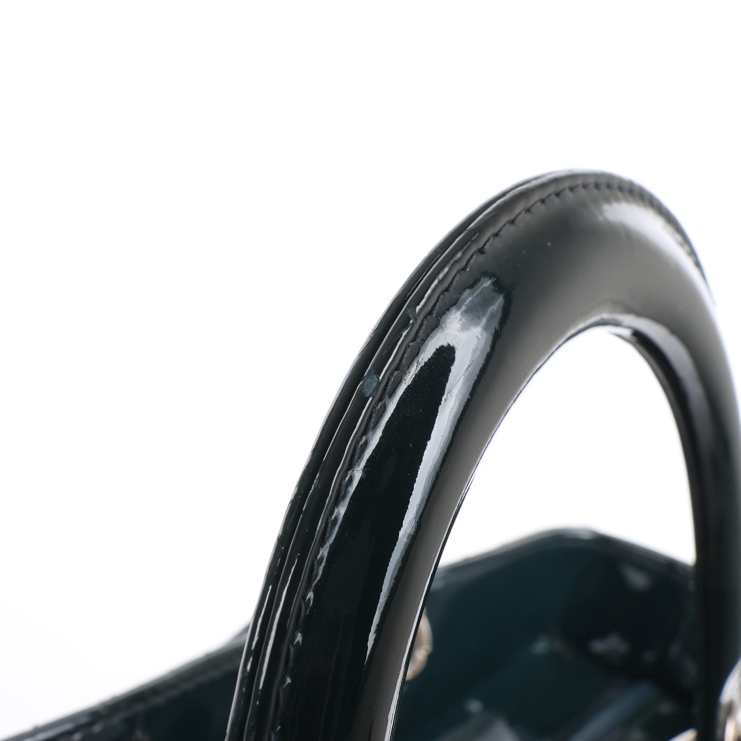 Dior Lady Dior Large Cannage Patent Leather 2Way Handbag in Green