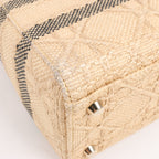 Dior Lady D-Lite Raffia Woven Cannage Embroidered Medium 2Way Handbag in Beige