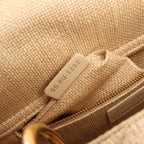 Dior Lady D-Lite Raffia Woven Cannage Embroidered Medium 2Way Handbag in Beige