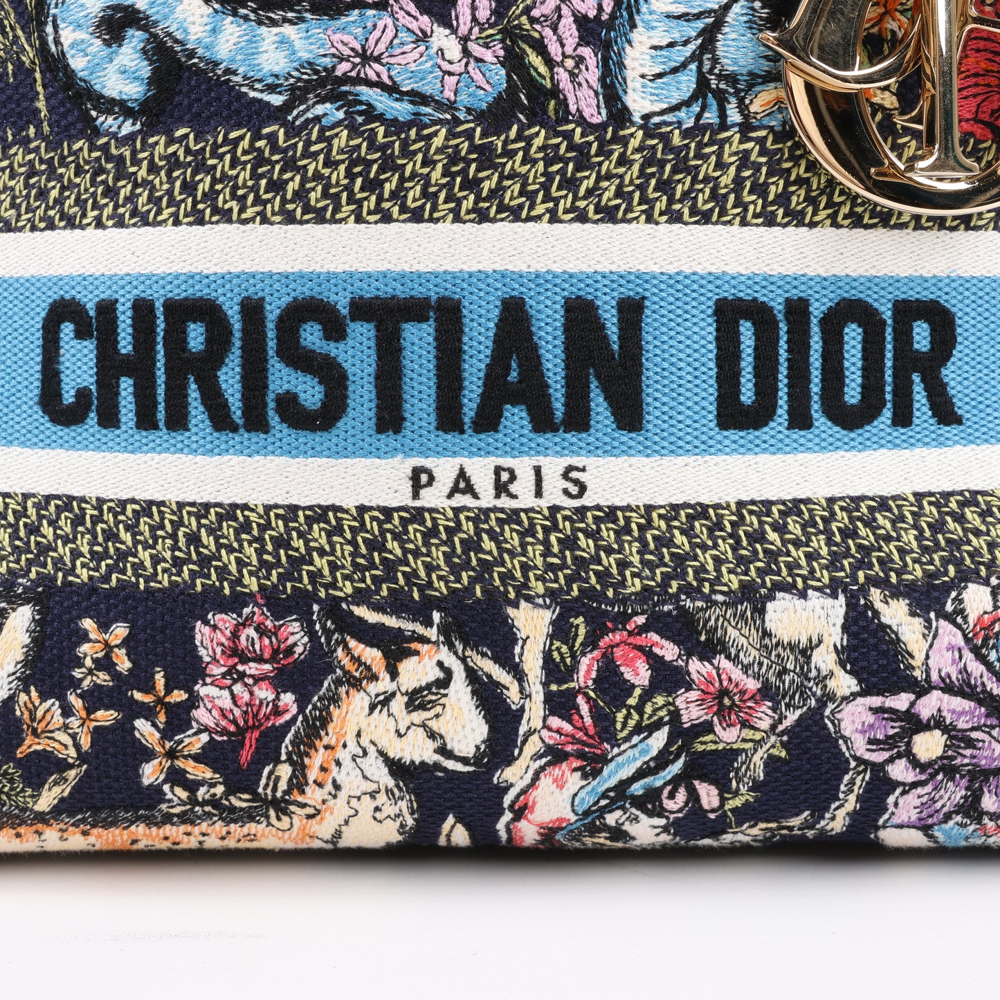 Sac à main Christian Dior Lady D-Lite en toile brodée D-Constellation, taille moyenne, 2 voies, multicolore