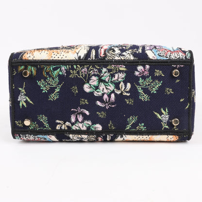 Dior Lady D-Lite Canvas D-Constellation Embroidered Medium 2Way Handbag in Multicolor