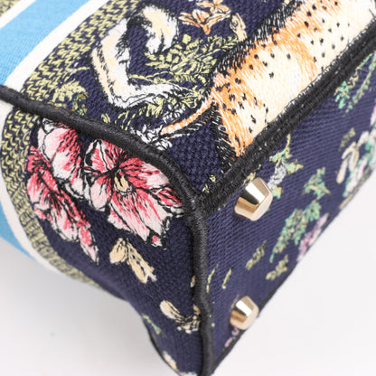 Dior Lady D-Lite Canvas D-Constellation Embroidered Medium 2Way Handbag in Multicolor