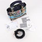 Dior Lady D-Lite Canvas D-Constellation Embroidered Medium 2Way Handbag in Multicolor
