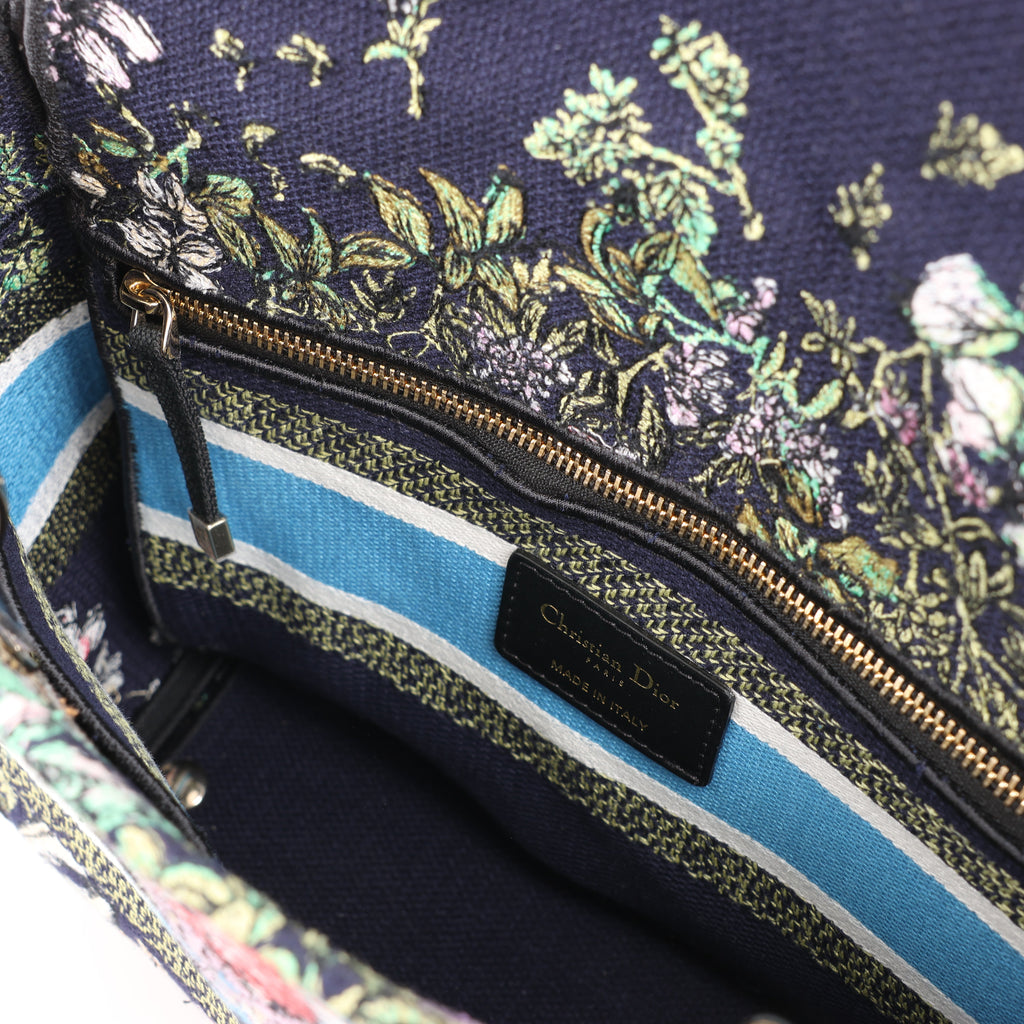 Dior Lady D-Lite Canvas D-Constellation Embroidered Medium 2Way Handbag in Multicolor