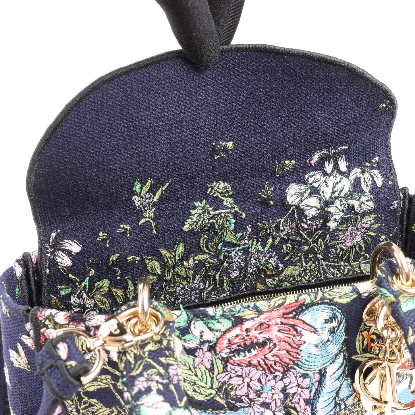 Dior Lady D-Lite Canvas D-Constellation Embroidered Medium 2Way Handbag in Multicolor