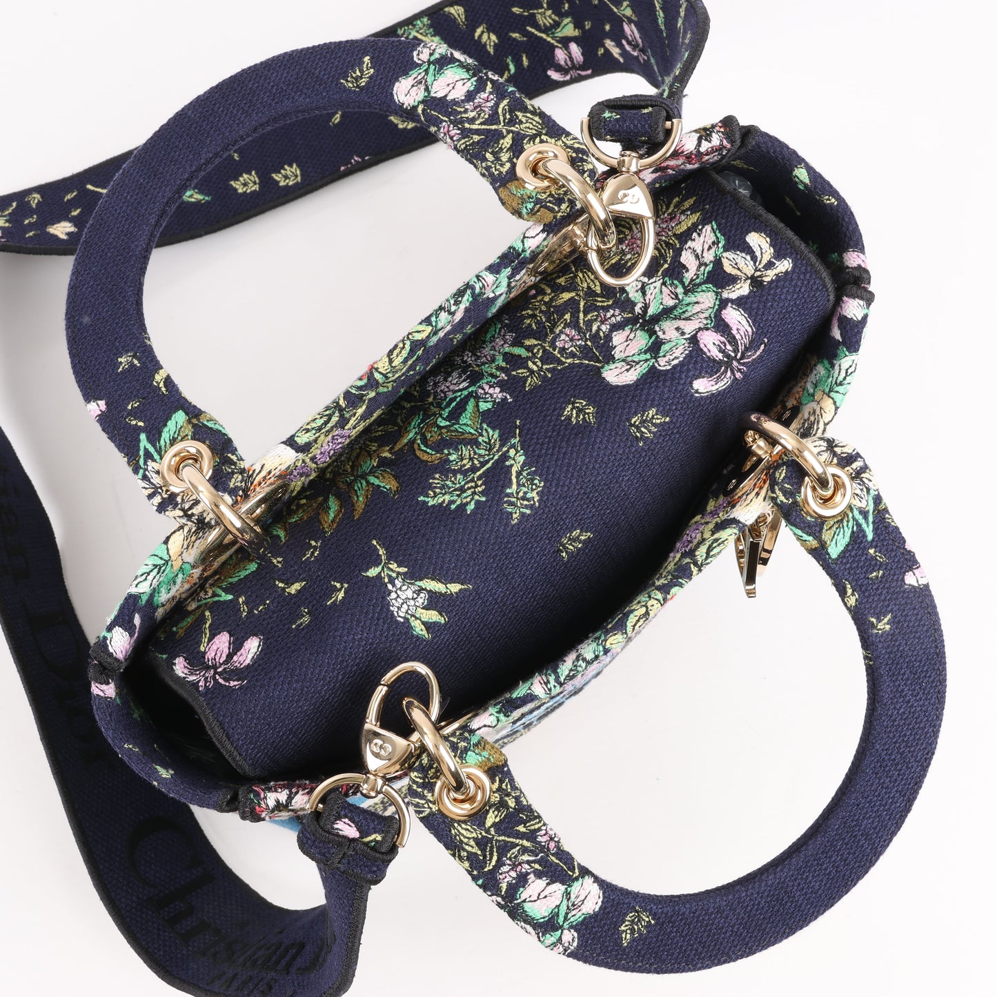 Dior Lady D-Lite Canvas D-Constellation Embroidered Medium 2Way Handbag in Multicolor