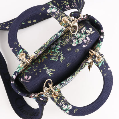 Dior Lady D-Lite Canvas D-Constellation Embroidered Medium 2Way Handbag in Multicolor