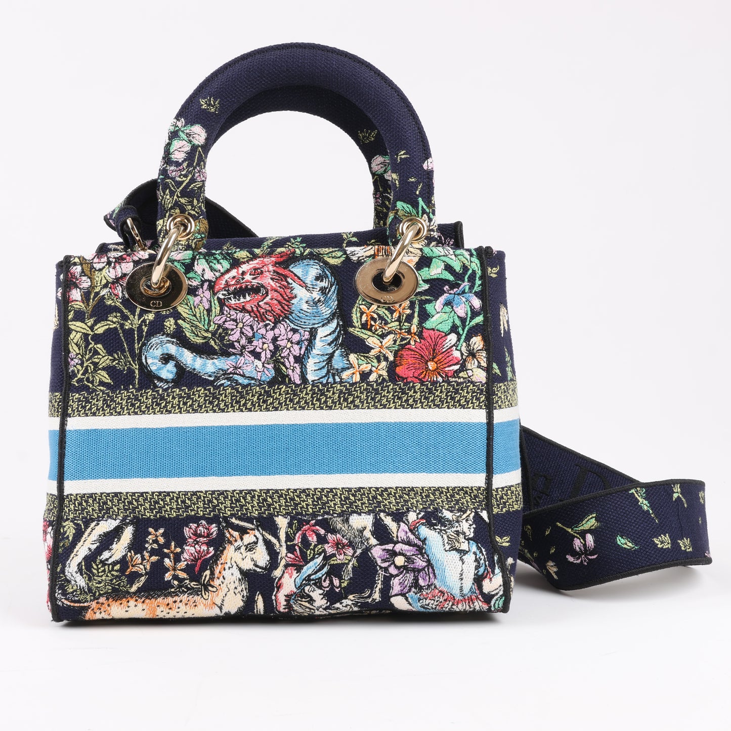 Sac à main Christian Dior Lady D-Lite en toile brodée D-Constellation, taille moyenne, 2 voies, multicolore