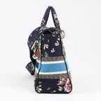 Dior Lady D-Lite Canvas D-Constellation Embroidered Medium 2Way Handbag in Multicolor